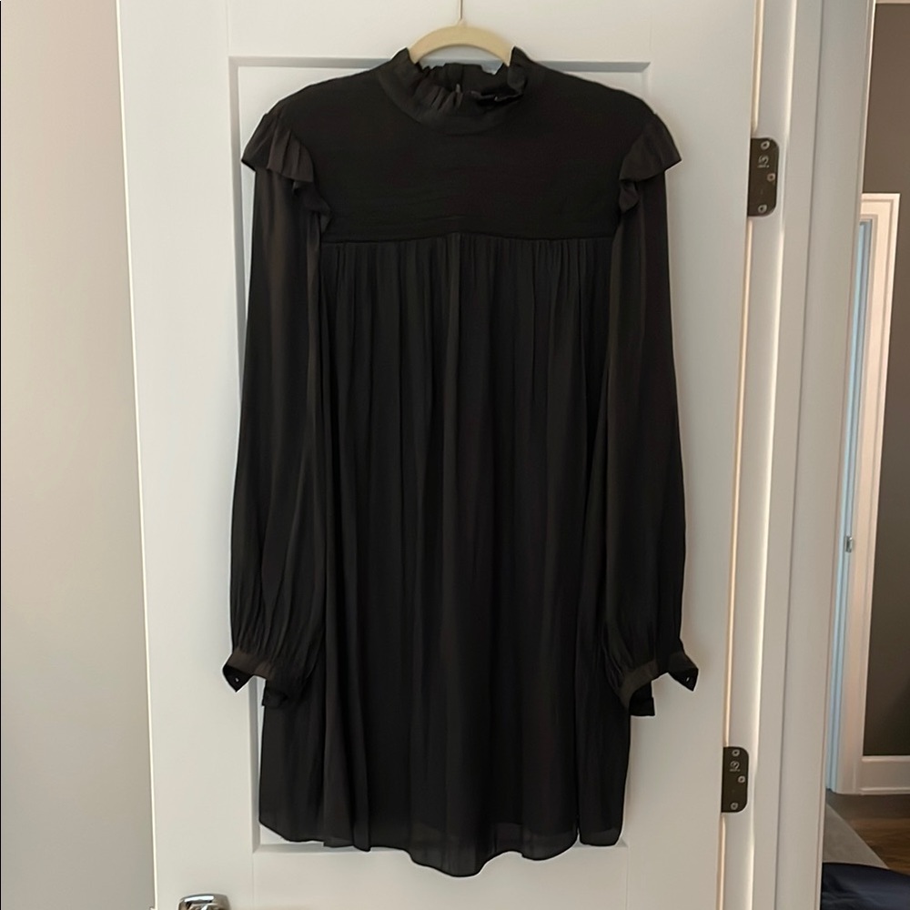 NWT The Kooples Black A-line Bishop Sleeve Dress - FR Size 3 (fits Medium)